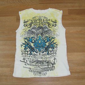Vintage Y2K Sleeveless Affliction T-Shirt / Waffle Knit / Size Small